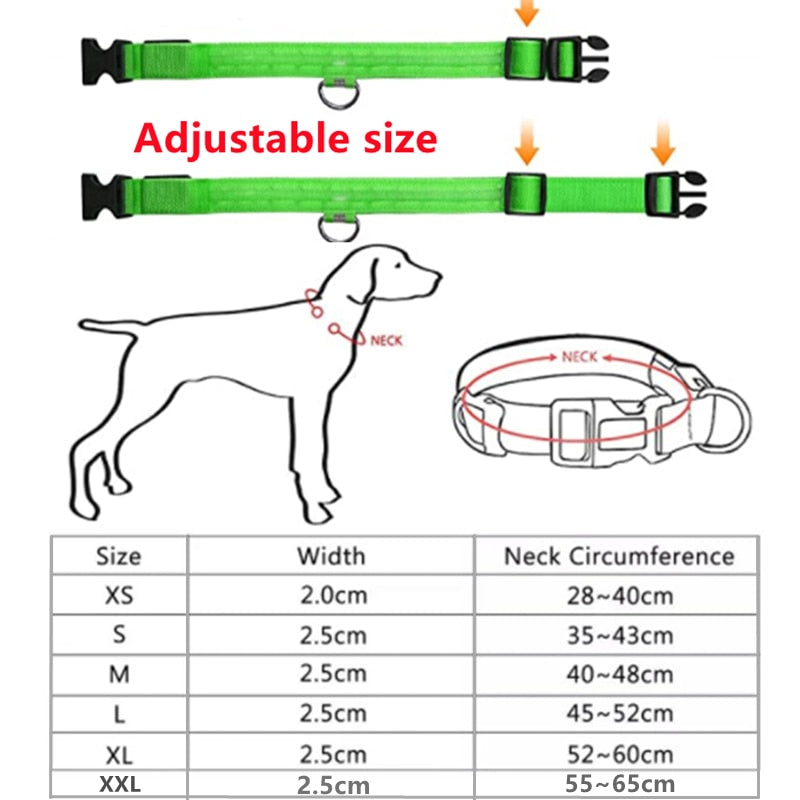 LED Glowing Dog Rechargeable Collar